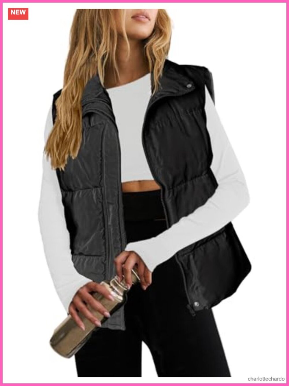 Women's Sleeveless Puffer Vest Zip Up Quilted Stand Collar Winter Warm Padded